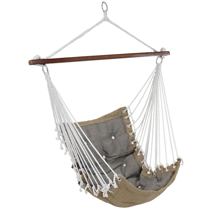 Sunnydaze Large Tufted Victorian Hanging Hammock Chair Swing for Backyard and Patio - 300 lb Weight Capacity - Gray Image