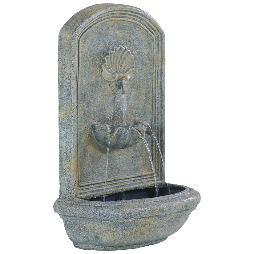 Sunnydaze Messina Solar-Only Outdoor Wall Fountain - 26" - French Limestone Image