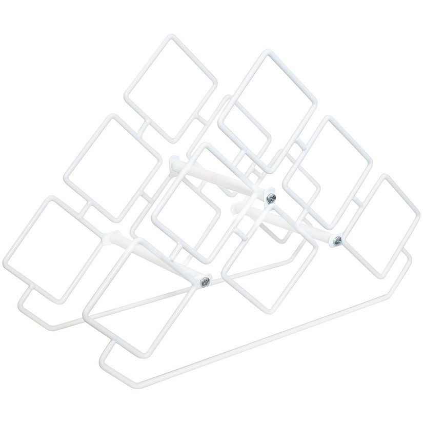 Sunnydaze Modern 6-Bottle Triangular Wine Rack - Indoor Steel Wire Tabletop Accent - White Image