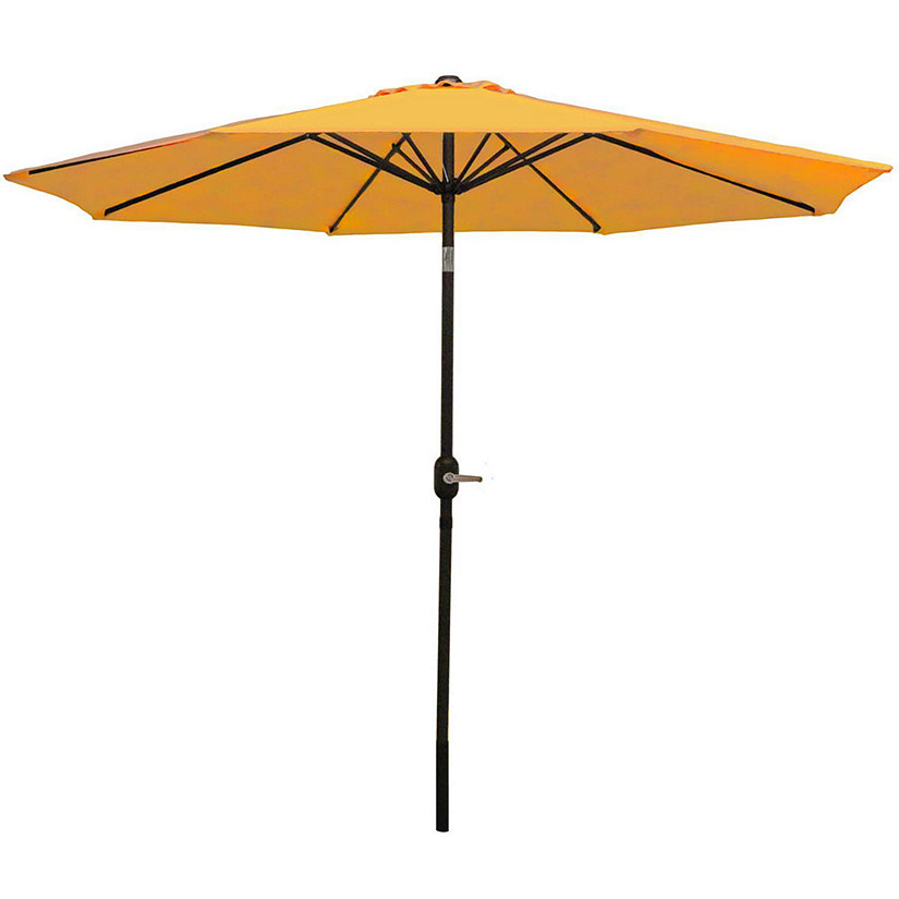 Sunnydaze Outdoor Aluminum Patio Table Umbrella with Polyester Canopy and Push Button Tilt and Crank - 9' - Gold Image