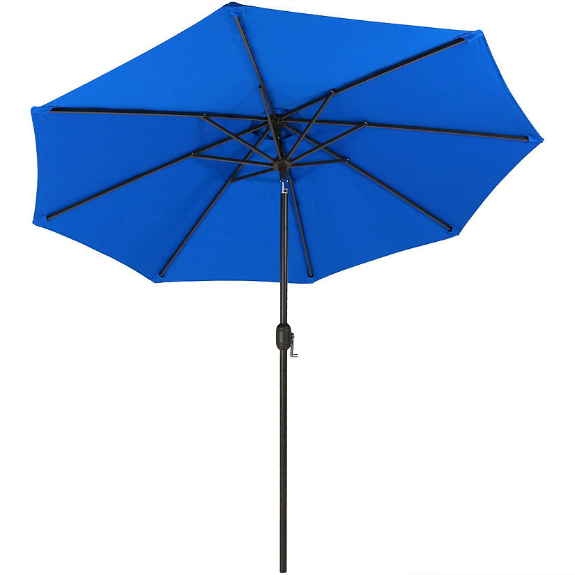 Sunnydaze Outdoor Aluminum Solution-Dyed Sunbrella Patio Umbrella with Auto Tilt and Crank - 9' - Pacific Blue Image