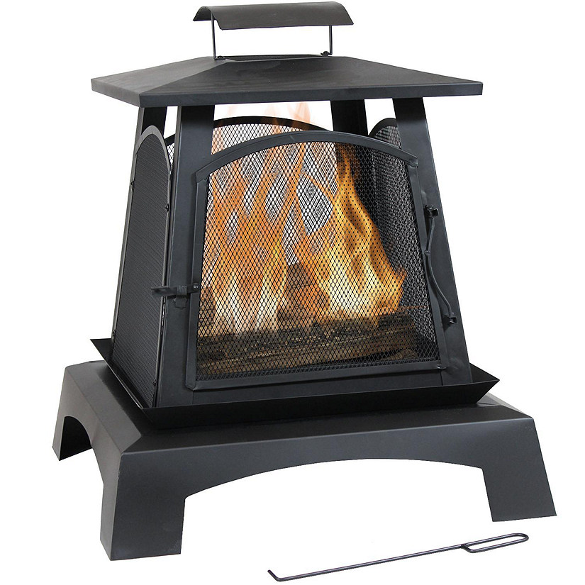 Sunnydaze Outdoor Camping or Backyard Steel Pagoda Style Fire Pit