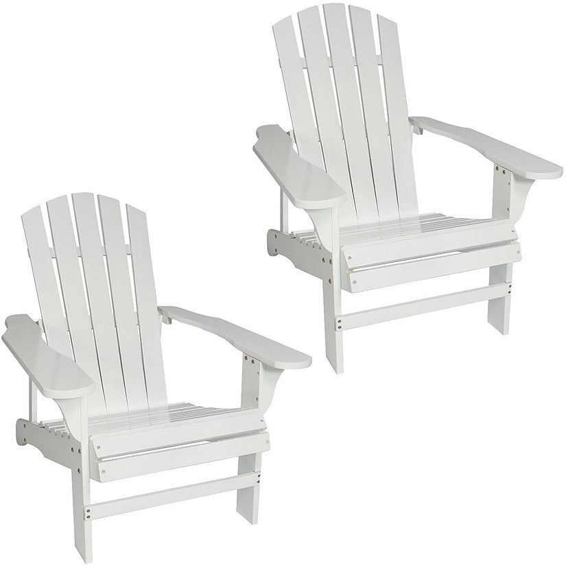 Sunnydaze Outdoor Coastal Bliss Painted Fir Wood Lounge Backyard Patio Adirondack Chair - White - 2pk Image