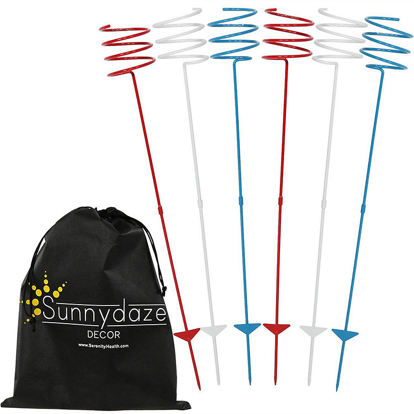 Sunnydaze Outdoor Drink/Beverage Holder Stakes for Lawn, 6pk, Red, White and Blue Image