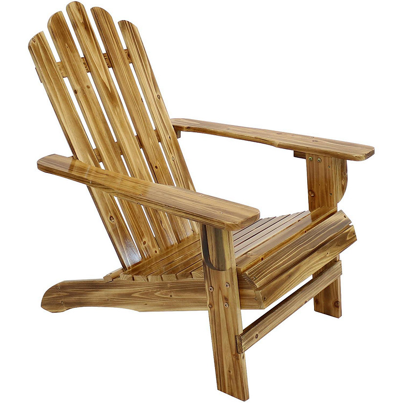 Sunnydaze Outdoor Natural Fir Wood Rustic Lounge Backyard Patio Adirondack Chair - Light Charred Finish - 1 Chair Image