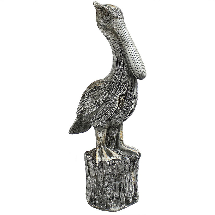 Sunnydaze Outdoor Polystone Nautical Pelican's Perch Garden Patio Lawn Landscape Statue - 22" - Gray Image
