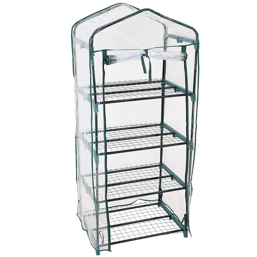 Sunnydaze Outdoor Portable Growing Rack 4-Tier Greenhouse with Roll-Up Door  Shelves Clear Oriental Trading