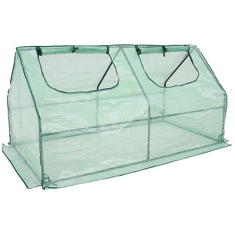 Sunnydaze Outdoor Portable Plant Shelter Mini Greenhouse with Double Zipper  Doors and Cover Green Oriental Trading
