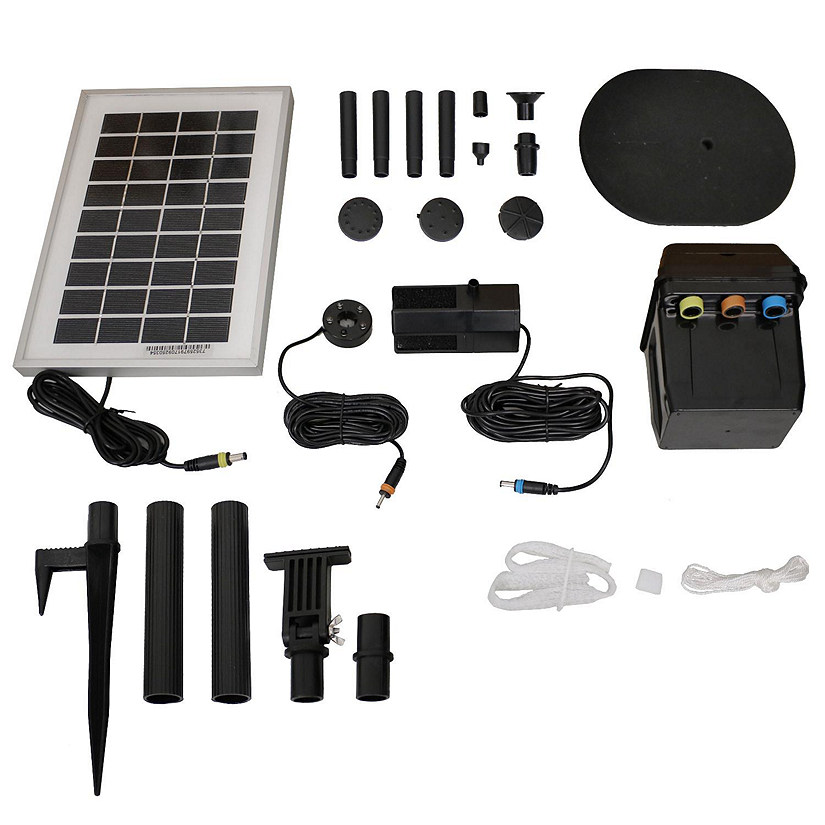 Sunnydaze Outdoor Solar Powered Water Pump and Panel Kit with Battery Pack and LED Light - 66 GPH - 36" Image