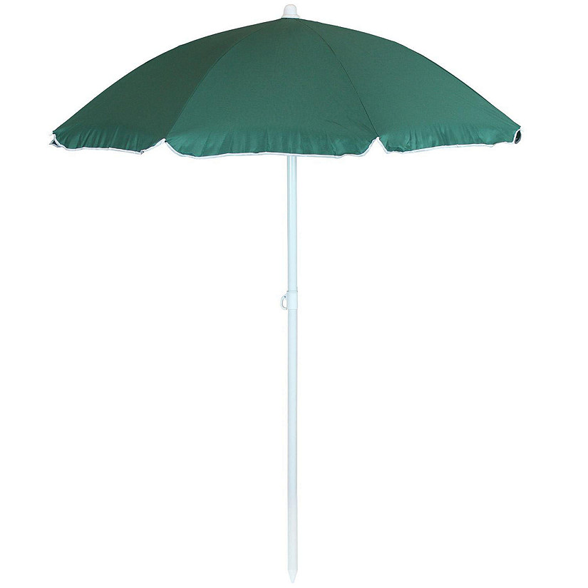Sunnydaze Outdoor Travel Portable Beach Umbrella with Tilt Function and Push Open/Close Button - 5' - Green Image