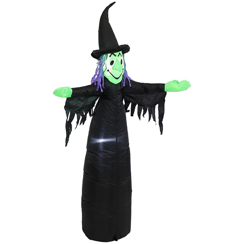 Sunnydaze Outdoor Wendolyn the Wicked Witch Self-Inflating Halloween Inflatable Yard Decoration with LED Lights and Built-In Fan - 5' Image
