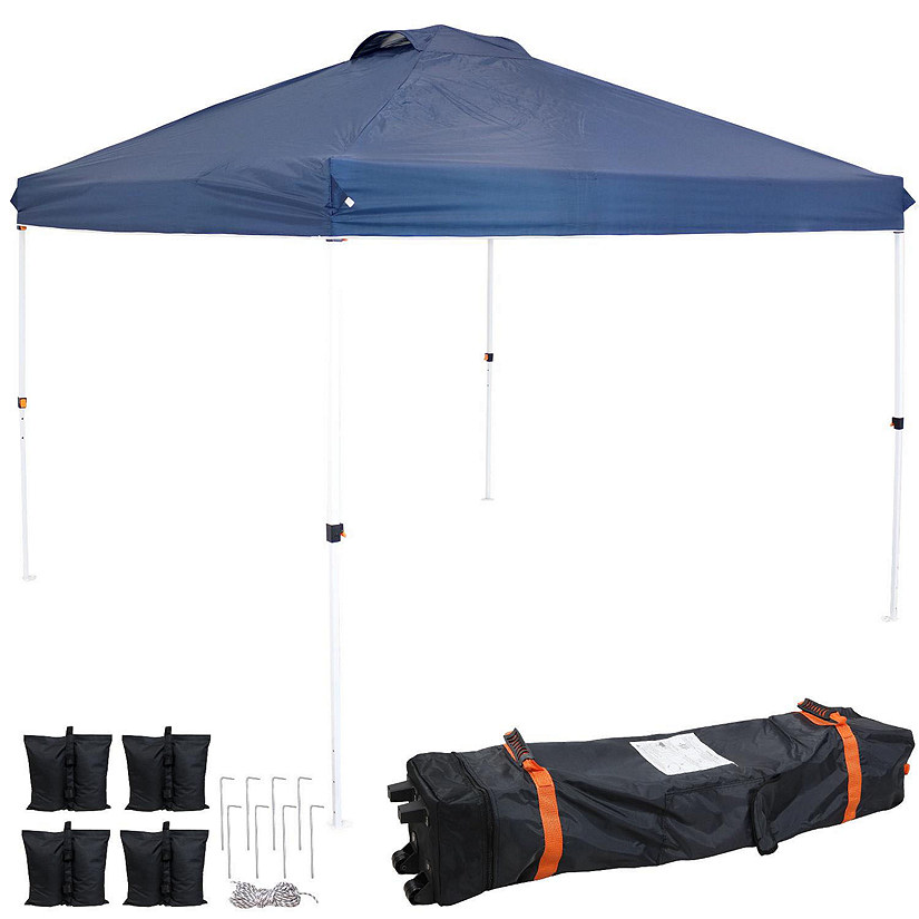Sunnydaze Premium Pop-Up Canopy with Rolling Carry Bag and Sandbags - 10' x 10' - Dark Blue Image