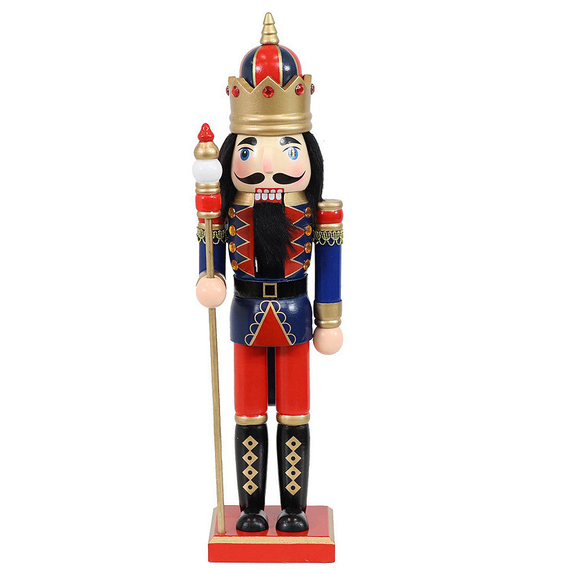 Sunnydaze Roderick the Ruler Indoor Decorative Traditional Christmas Wooden Nutcracker Statue, 15-Inch Image