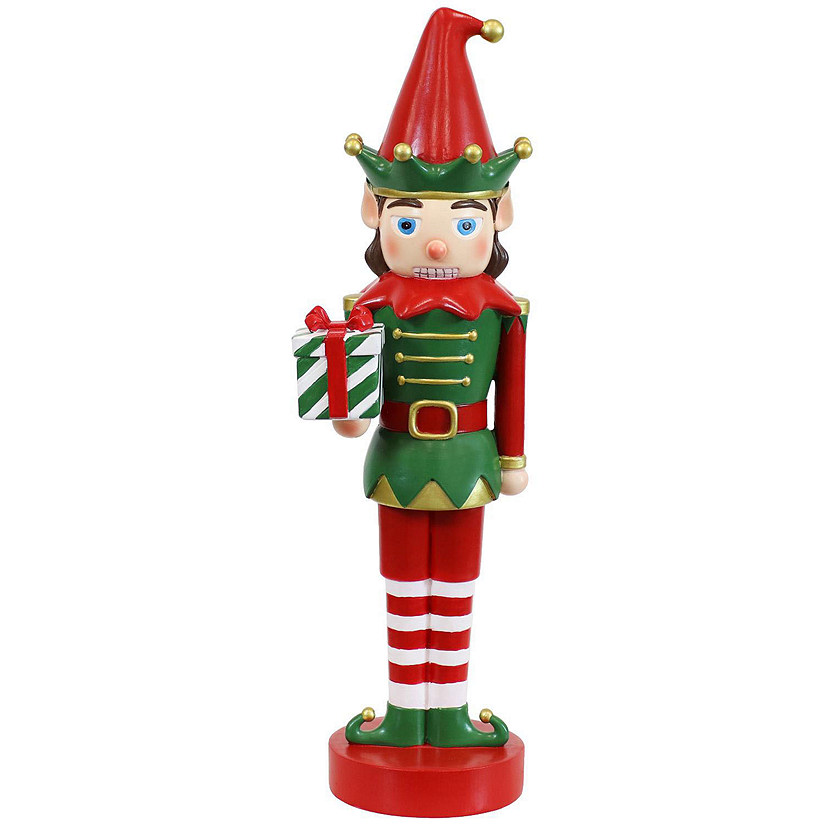 Sunnydaze Small Indoor Christmas Nutcracker Statue - Jingles the Elf - Red/Green - 17 inch Image