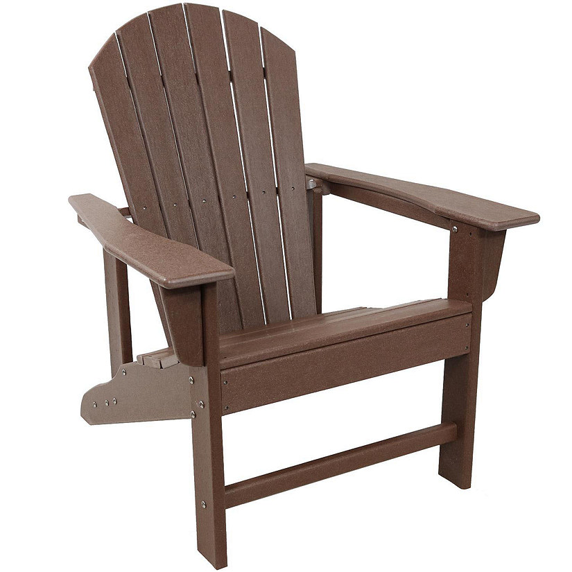 Sunnydaze Upright, Outdoor Adirondack Chair - All-Weather Design - 300-Pound Capacity - 38.25&#8221; H - Brown Image