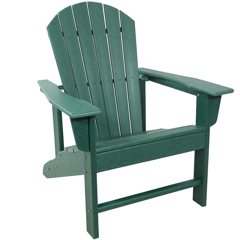 Sunnydaze Upright, Outdoor Adirondack Chair - All-Weather Design - 300-Pound Capacity - 38.25&#8221; H - Green Image