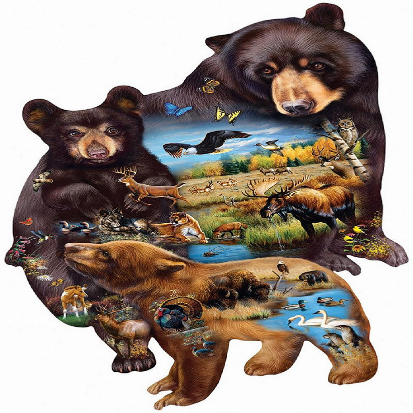 Sunsout Bear Family Adventure 1000 pc Special Shape Jigsaw Puzzle Image