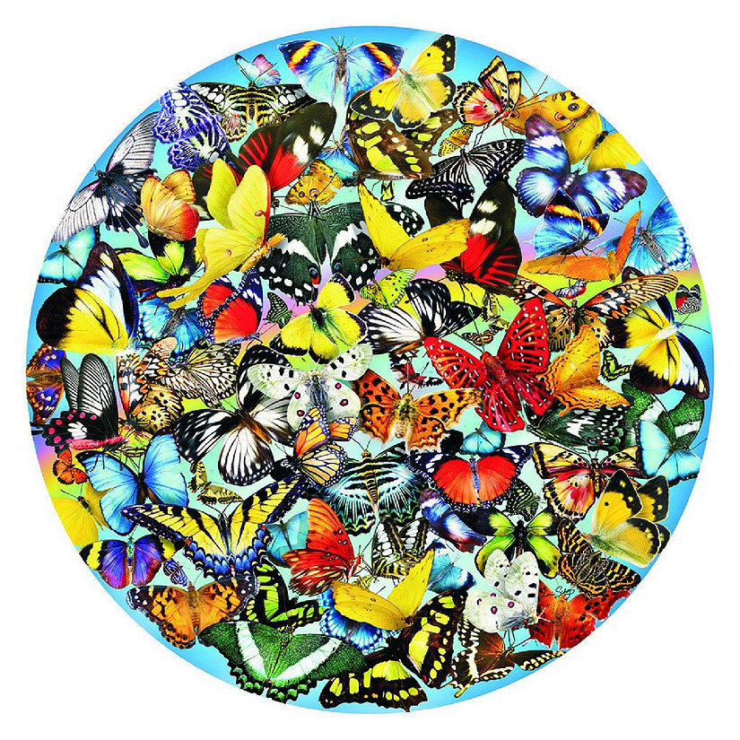 Sunsout Butterflies in the Round 1000 pc Round Jigsaw Puzzle Image