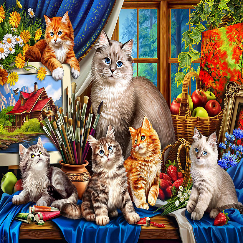 Sunsout Creative Cats 500 pc  Jigsaw Puzzle Image