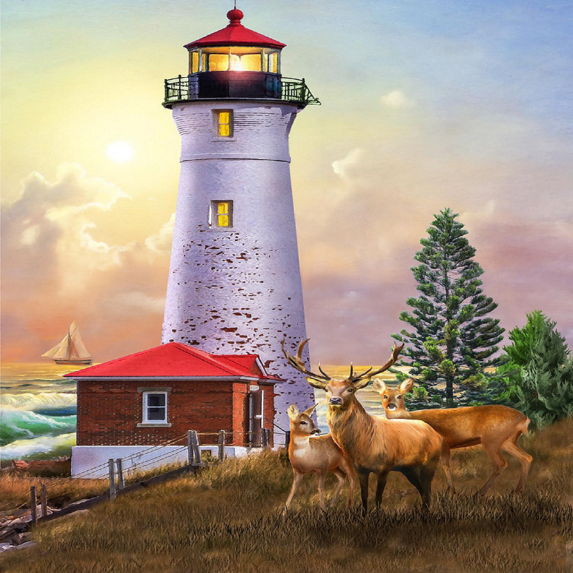 Sunsout Crisp Point Lighthouse 500 pc  Jigsaw Puzzle Image