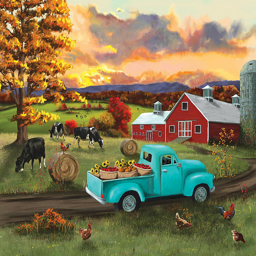 Sunsout Fall Sunset at the Barn 500 pc  Jigsaw Puzzle Image