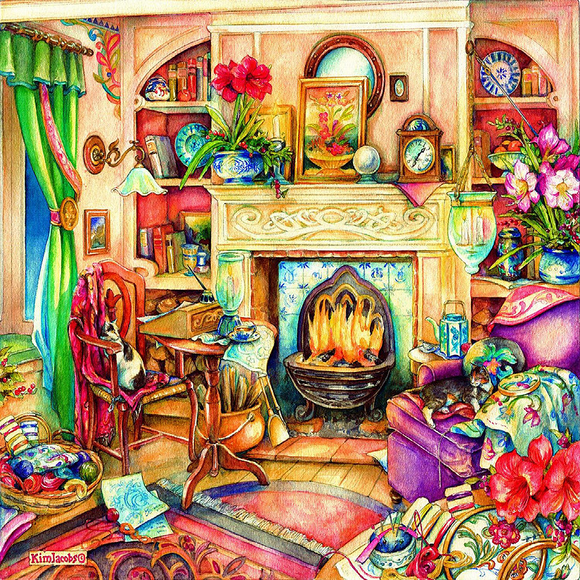 Sunsout Fireside Embroidery 1000 pc Large Pieces Jigsaw Puzzle Image