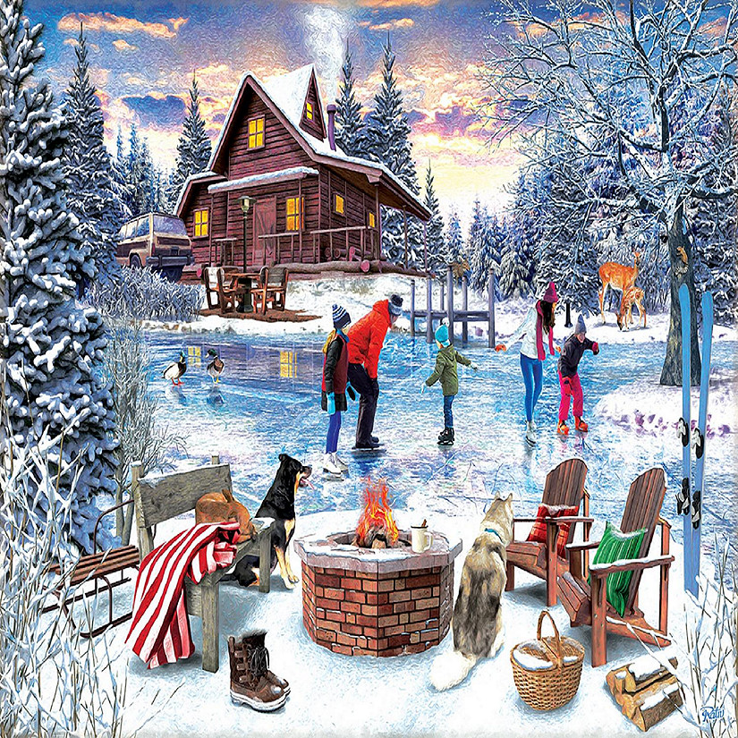 Sunsout Fireside Skaters 1000 pc  Jigsaw Puzzle Image