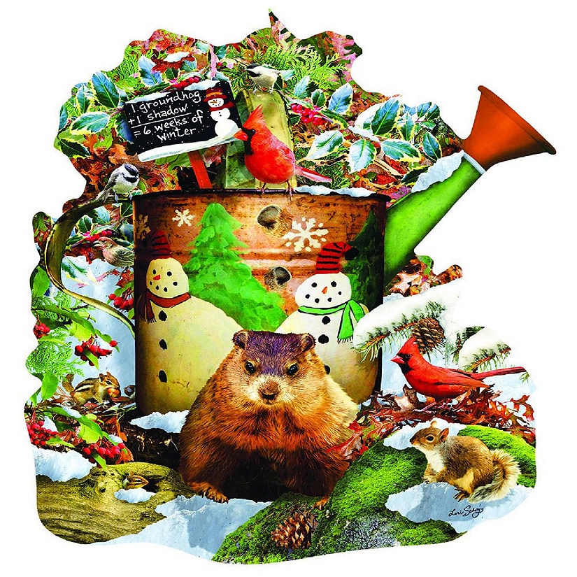 Sunsout Groundhog Day 1000 pc Special Shape Jigsaw Puzzle Image