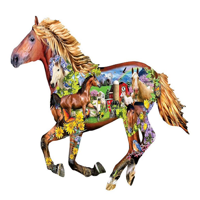 Sunsout Horse Farm 800 pc Special Shape Jigsaw Puzzle Image