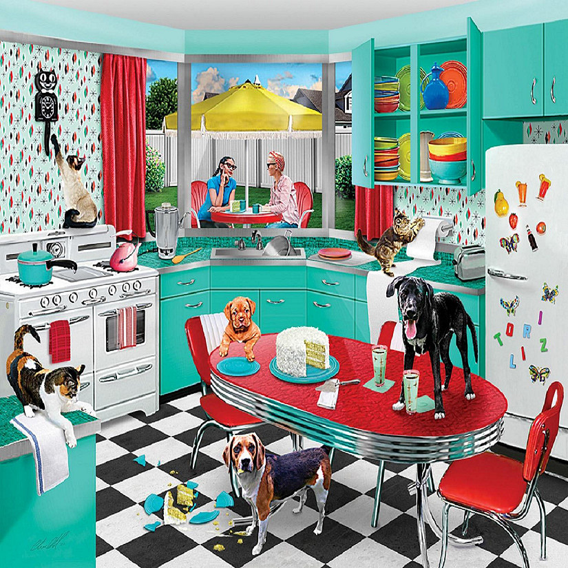 Sunsout Kitchen Mischief 500 pc  Jigsaw Puzzle Image