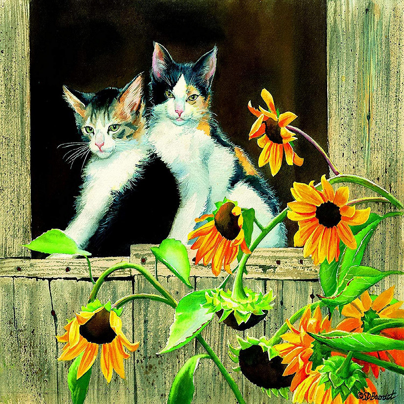Sunsout Kittens and Sunflowers 550 pc  Jigsaw Puzzle Image