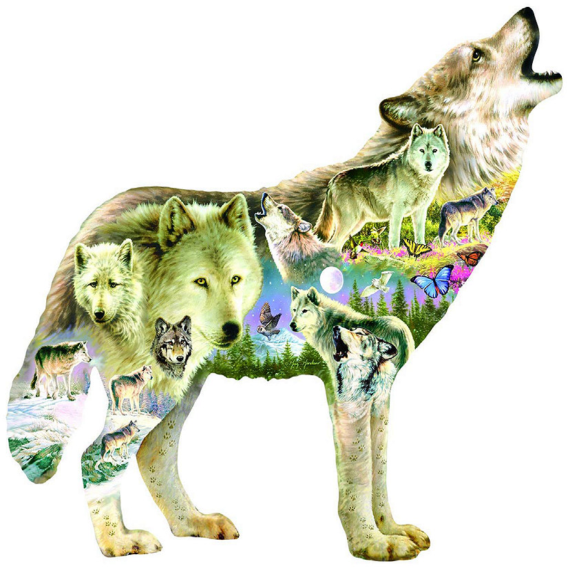 Sunsout Meadow Wolf 750 pc Special Shape Jigsaw Puzzle Image