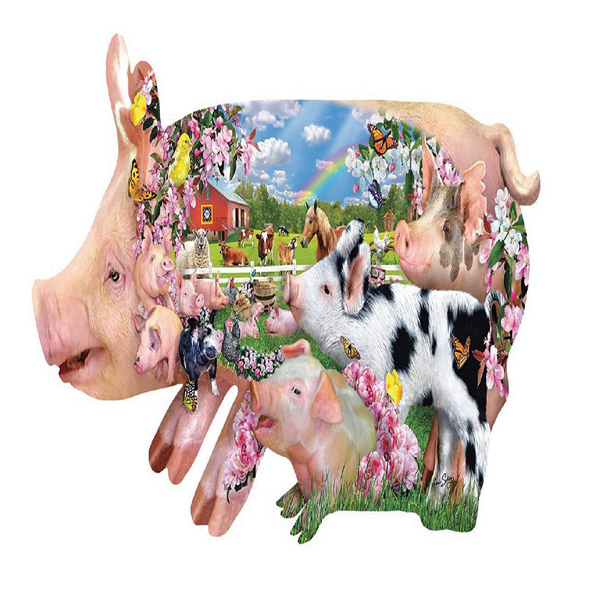 Sunsout Pig Farm 800 pc Special Shape Jigsaw Puzzle Image