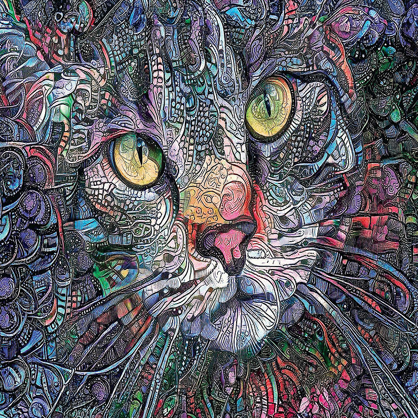 Sunsout Psychedelic Kitty Cat 1000 pc  Jigsaw Puzzle Image
