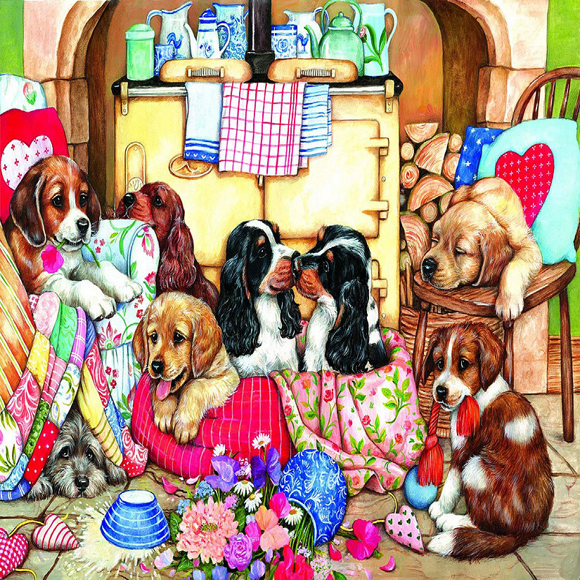 Sunsout Puppies in the Kitchen 300 pc  Jigsaw Puzzle Image