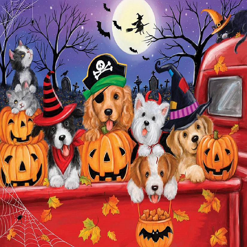 Sunsout Red Truck Halloween 300 pc  Jigsaw Puzzle Image