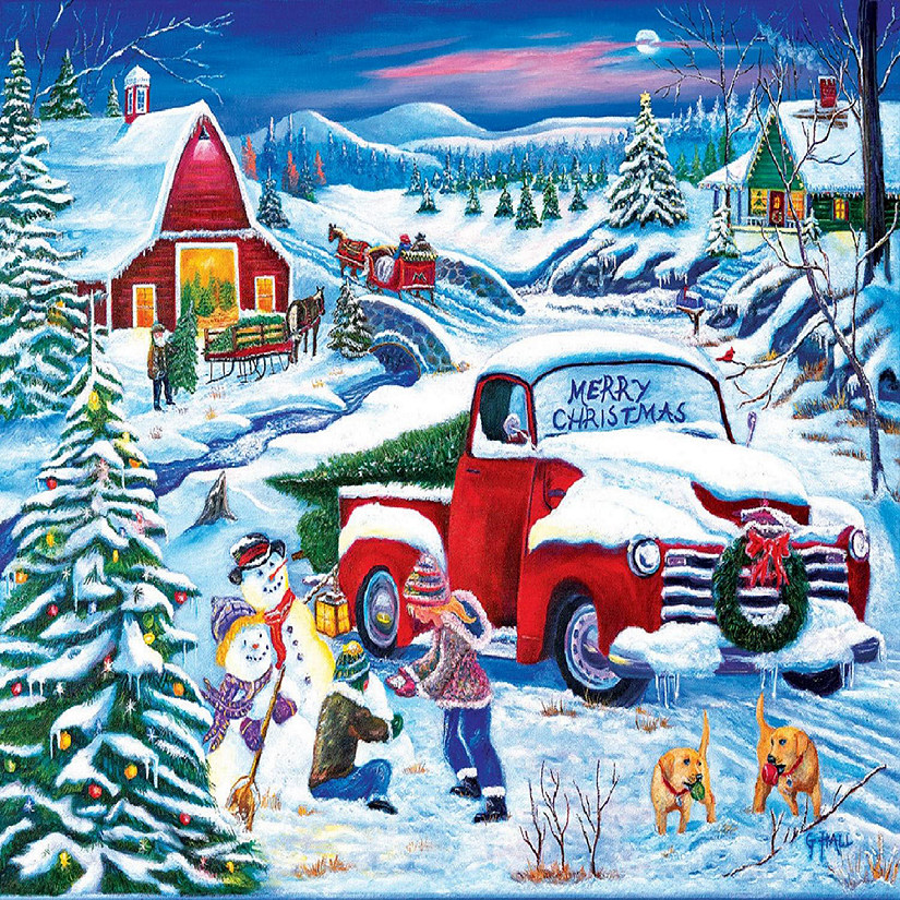 Sunsout Snow Day at the Farm 500 pc  Jigsaw Puzzle Image