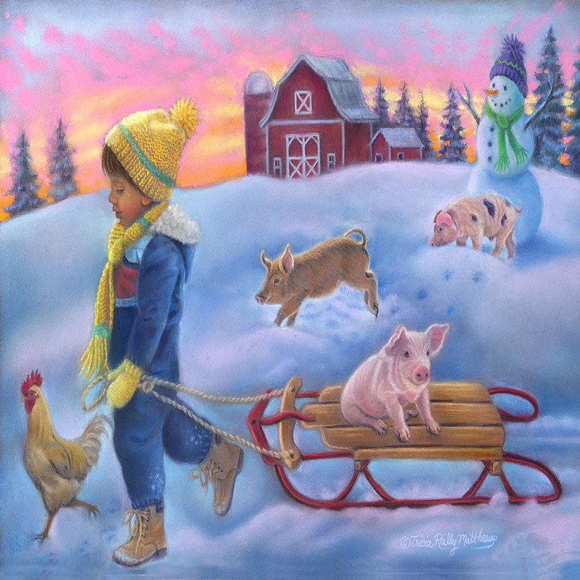 Sunsout Snow Day on the Farm 300 pc  Jigsaw Puzzle Image