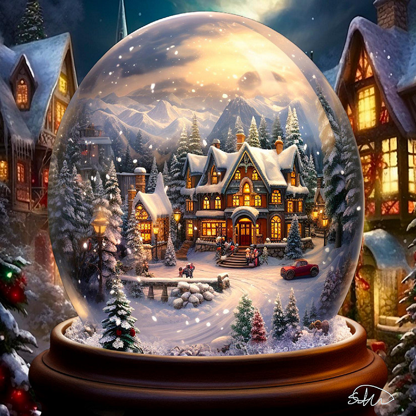 Sunsout Snow Globe Town 1000 pc  Jigsaw Puzzle Image