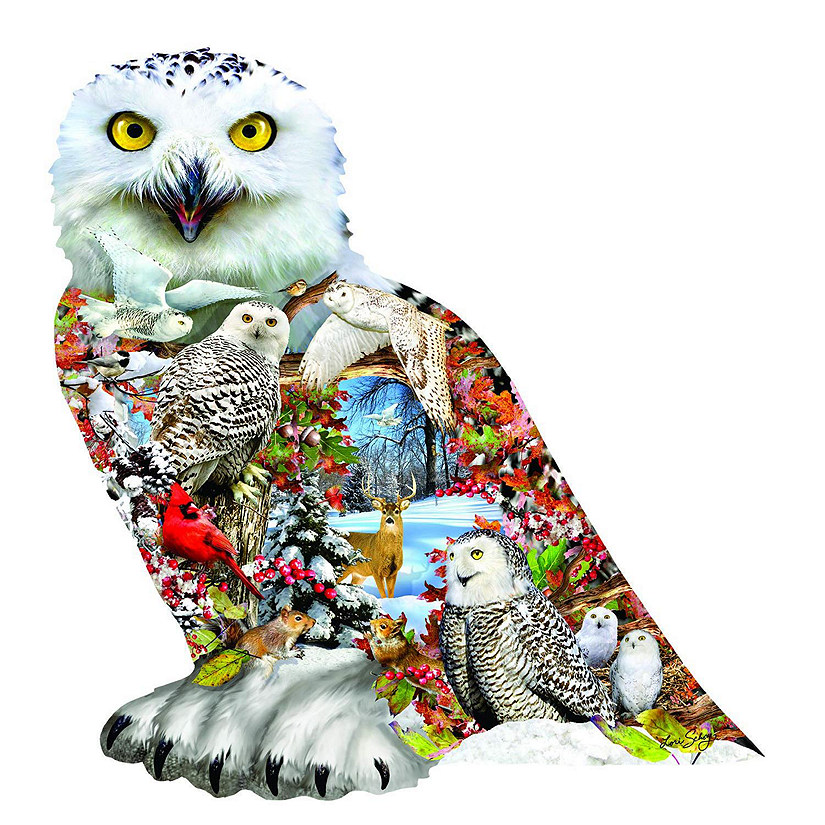 Sunsout Snowy Owl 650 pc Special Shape Jigsaw Puzzle Image