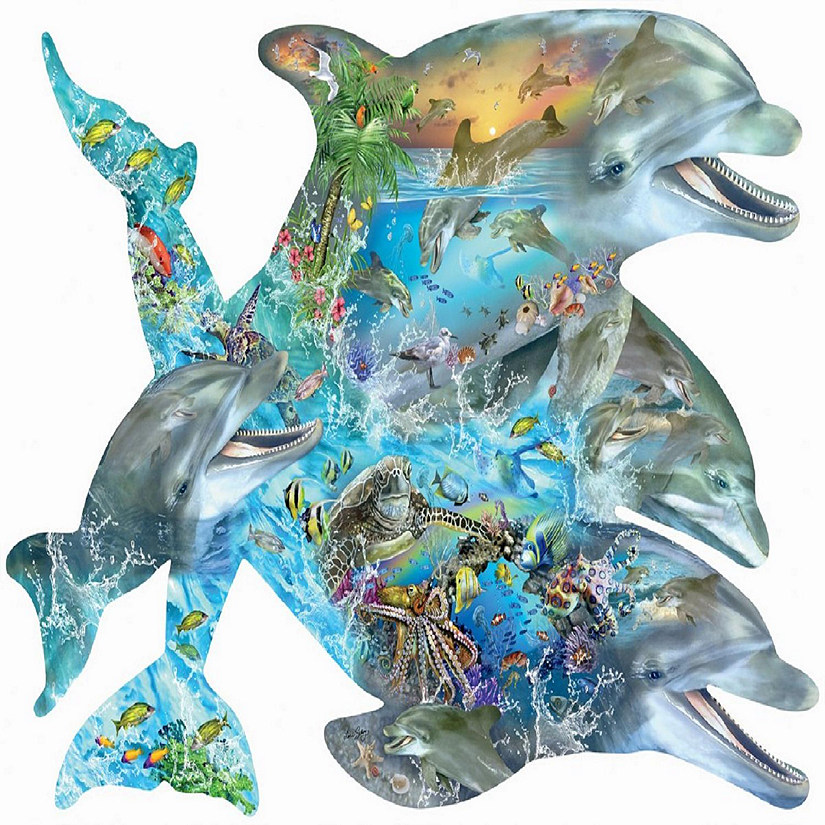 Sunsout Song of the Dolphins 1000 pc Special Shape Jigsaw Puzzle Image