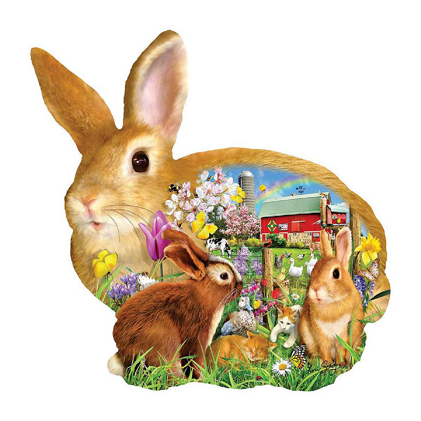 Sunsout Springtime Bunnies 1000 pc Special Shape Jigsaw Puzzle Image