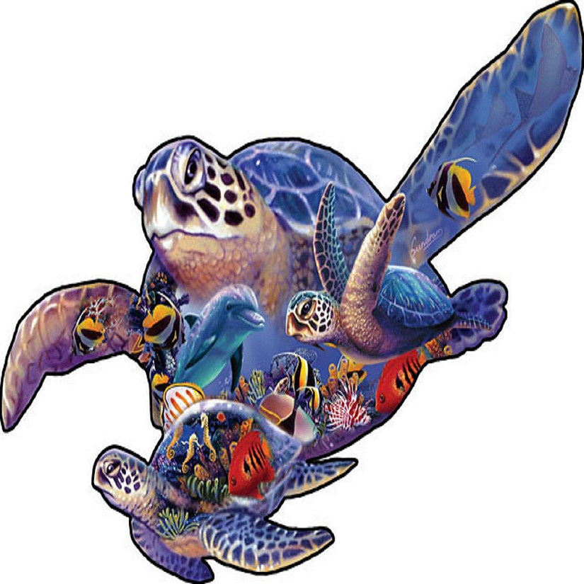 Sunsout Swimming Lesson Sea Turtle 1000 pc Special Shape Jigsaw Puzzle Image