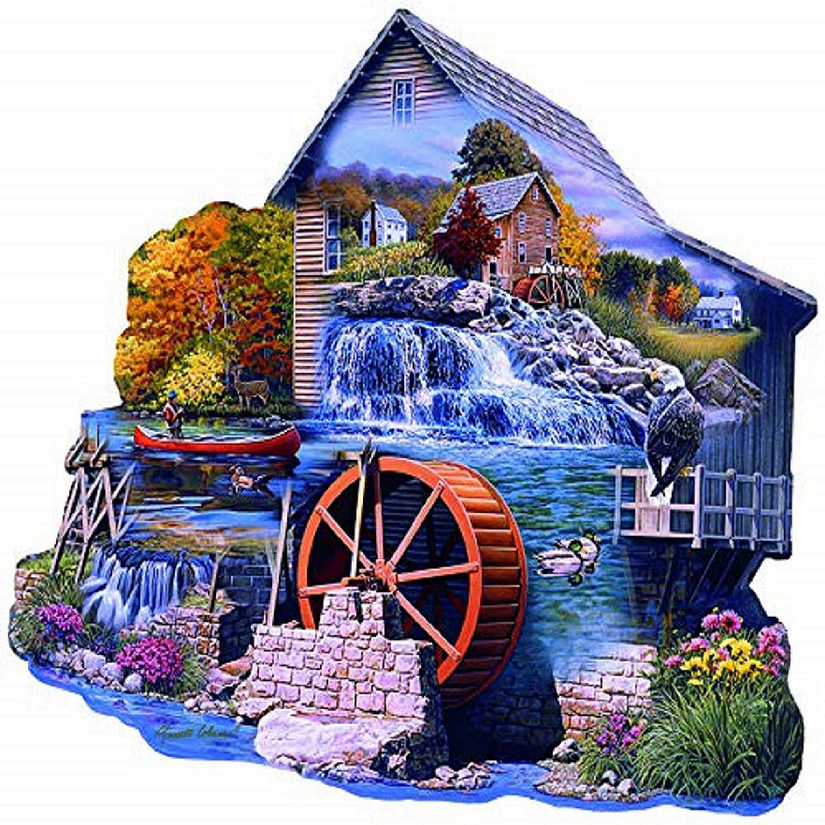 Sunsout The Old Mill Stream 1000 pc Special Shape Jigsaw Puzzle Image