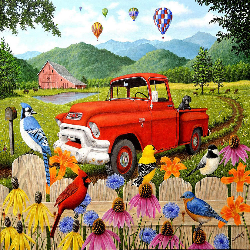 Sunsout The Red Truck 500 pc  Jigsaw Puzzle Image