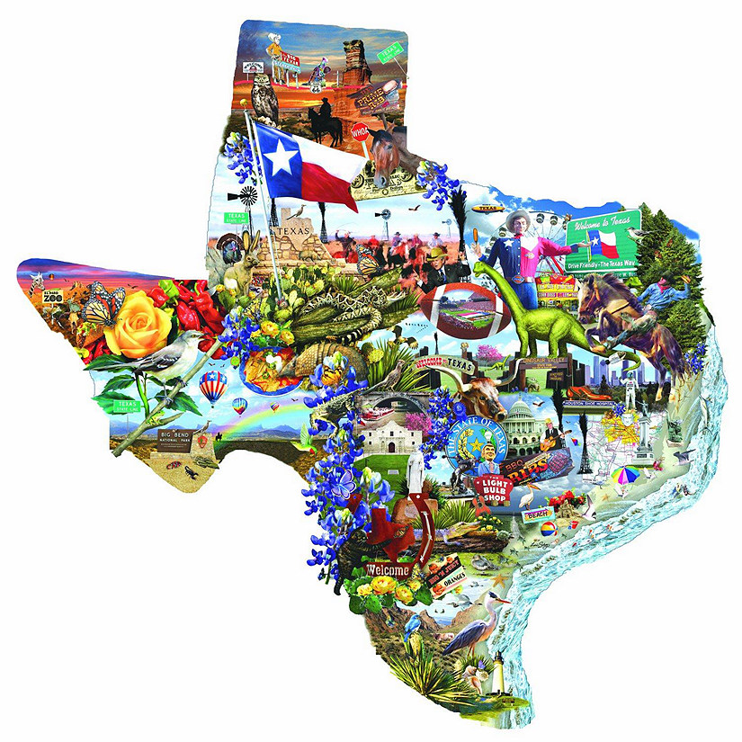 Sunsout Welcome to Texas 1000 pc Special Shape Jigsaw Puzzle Image