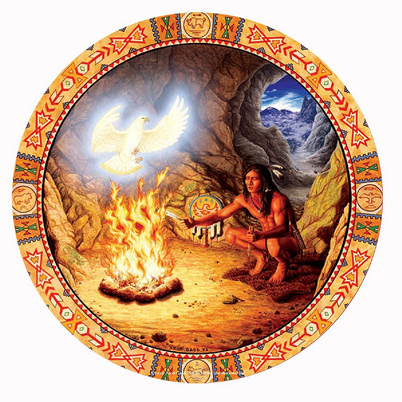 Sunsout White Eagle 500 pc Round Jigsaw Puzzle Image