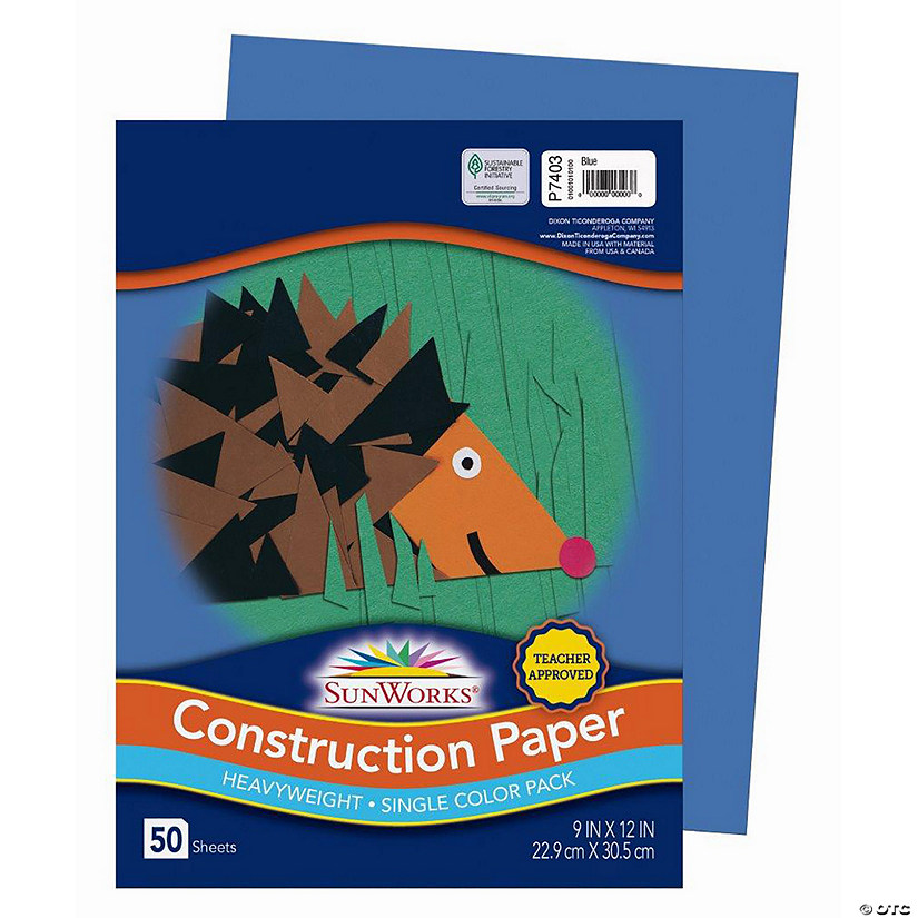 Sunworks&#174; Blue 9" x 12" Heavyweight Construction Paper - 50 Sheets Image