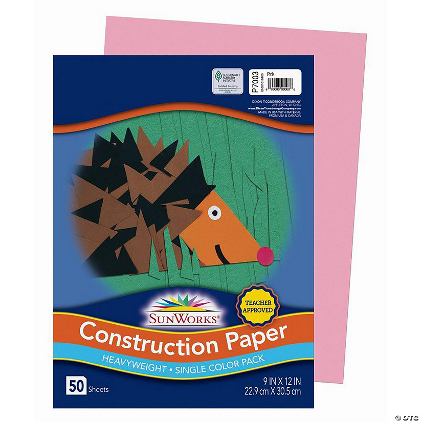 Sunworks&#174; Pink 9" x 12" Heavyweight Construction Paper - 50 Sheets Image