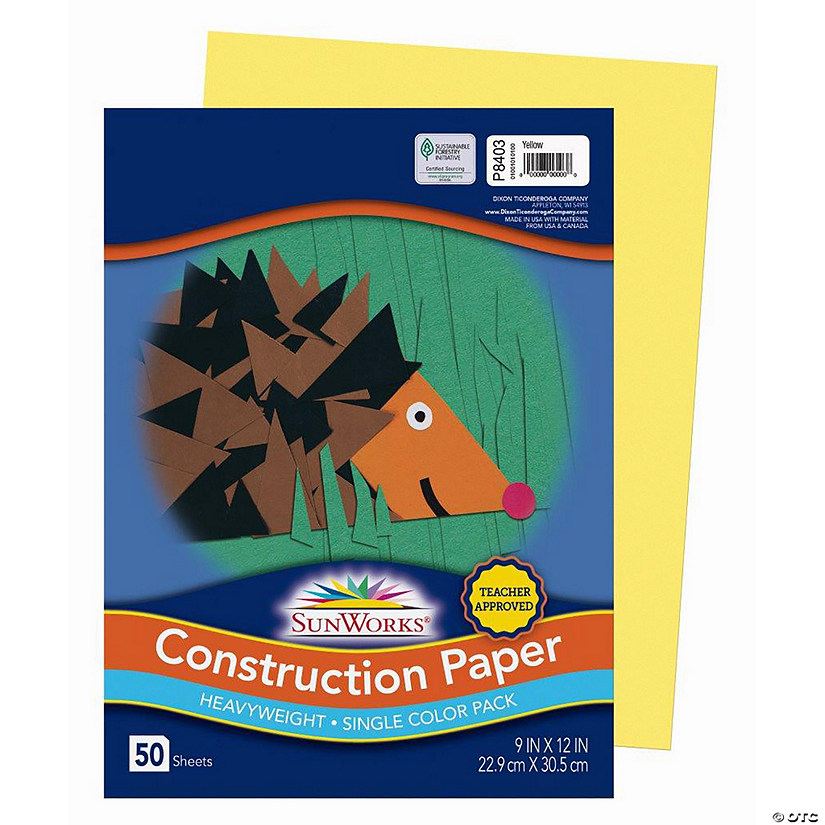 Sunworks&#174; Yellow 9" x 12" Heavyweight Construction Paper - 50 Sheets Image